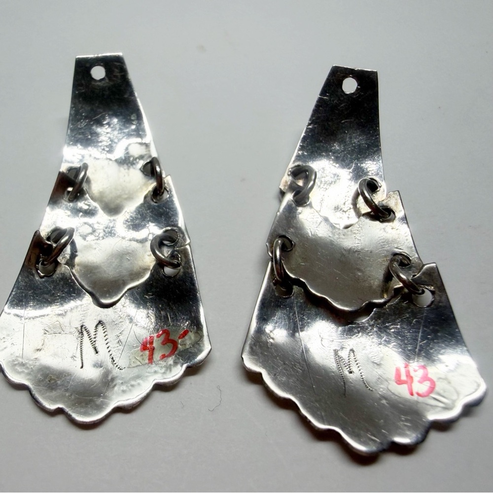 Vintage Hand Crafted Silver Earring Jackets Western Native - Picture 7 of 8